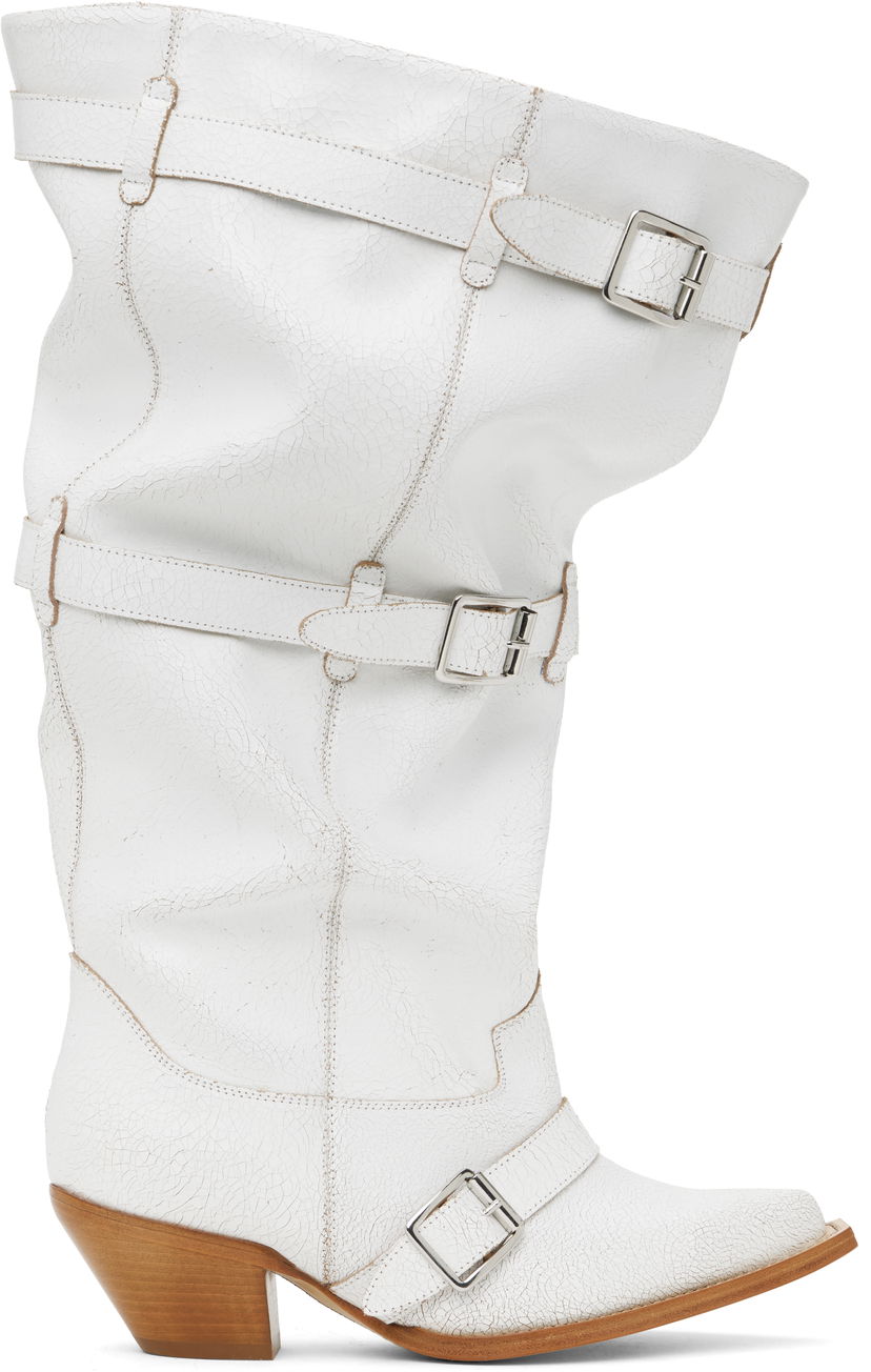 Vaatteet R13 R13 Buckled Slouch Cowboy Boots Valkoinen | R13WS114-S209A