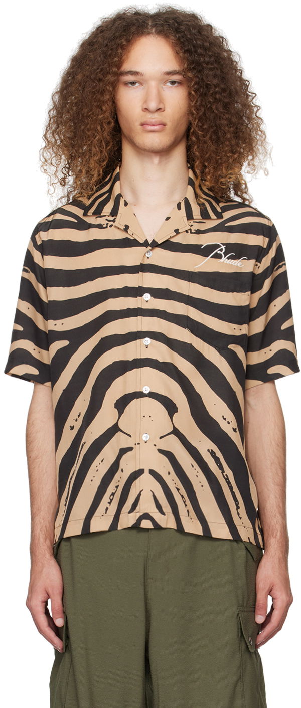 Paita Rhude Zebra Shirt "Black & Tan" Beige | RHPS24SR12174274
