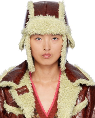 Takki Anna Sui Anna Sui Curly Aviator Faux-Leather Hat Ruskea | 824A90, 0