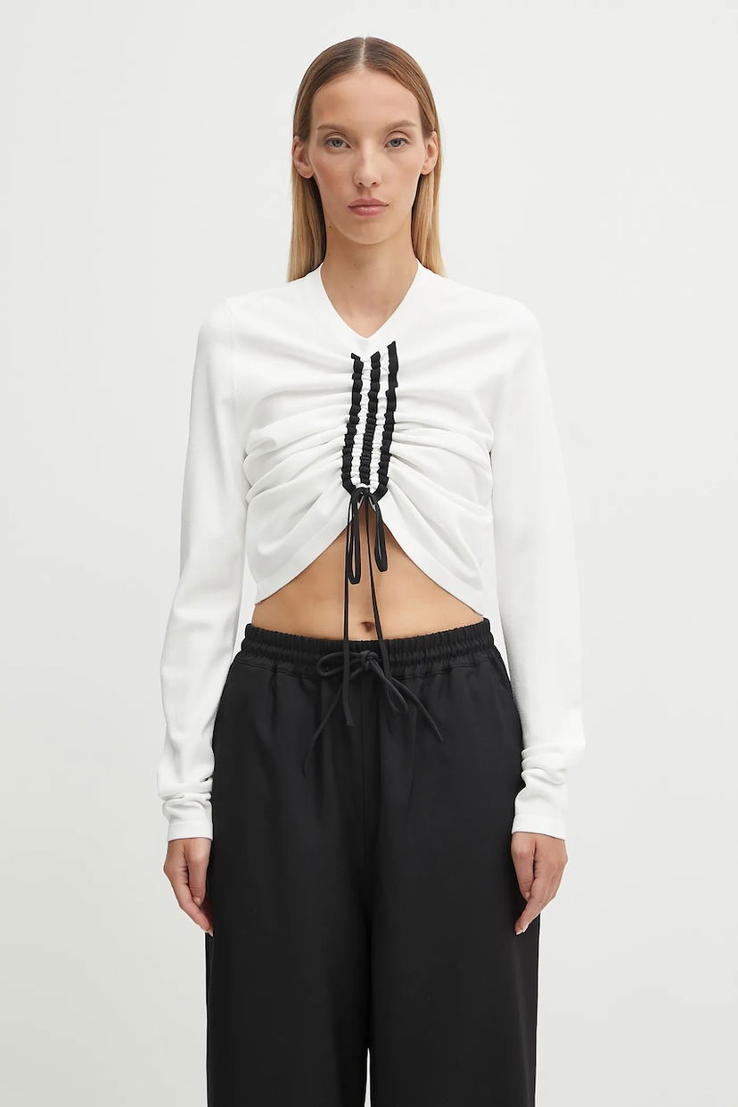 T-paita Y-3 Y-3 Fitted Cinch Long Sleeve T-Shirt Valkoinen | KD4760