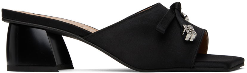 Vaatteet GANNI GANNI Butterfly Bow Satin Mules Musta | S2267