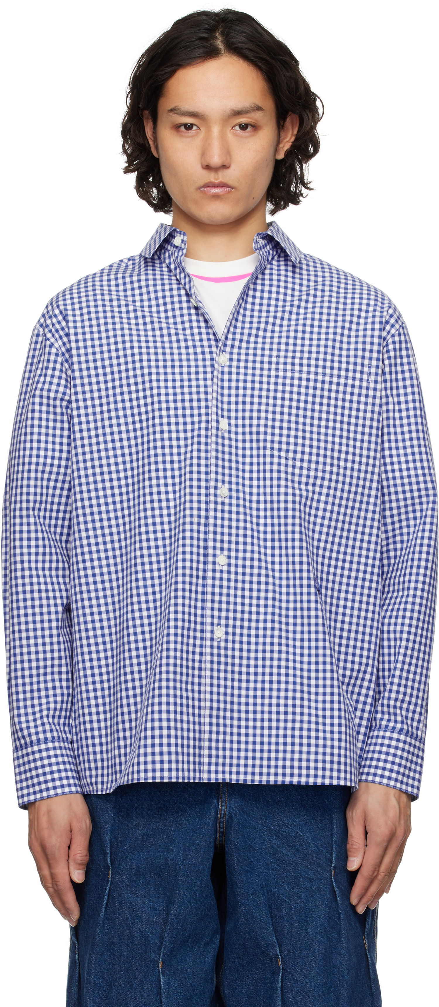 Paita ADER ERROR ADER error Sig; TRS Tag 03 Gingham Shirt Sininen | BO42FYSH0102BL, 0