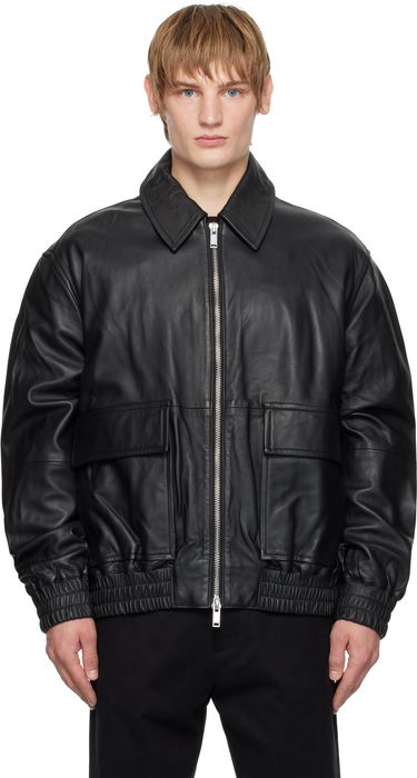 Bomber-takki Studio Nicholson Studio Nicholson Piston Leather Jacket Musta | PISTON SNM - 1115, 0
