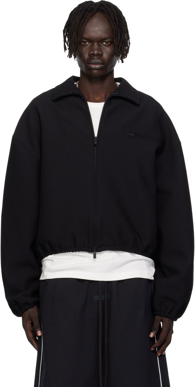 Takki Fear of God ESSENTIALS Bonded Canvas Zip-Up Jacket Musta | 202SP258060F