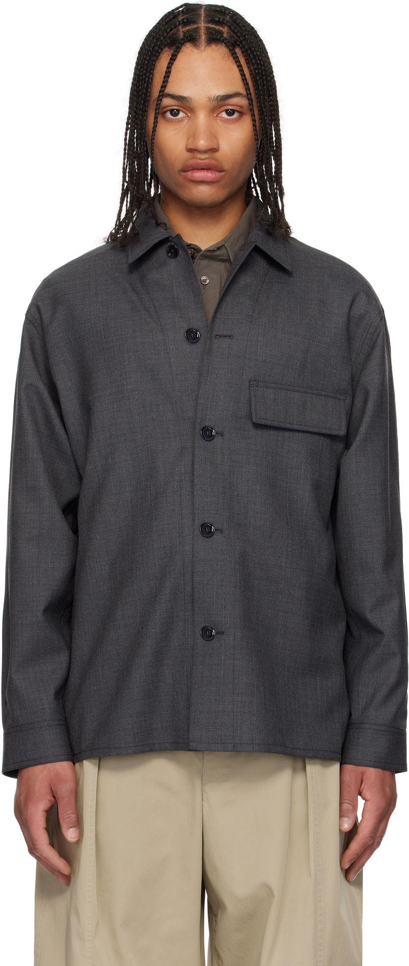 Paita LEMAIRE Lemaire Tailored Overshirt Harmaa | OV1012 LF1386