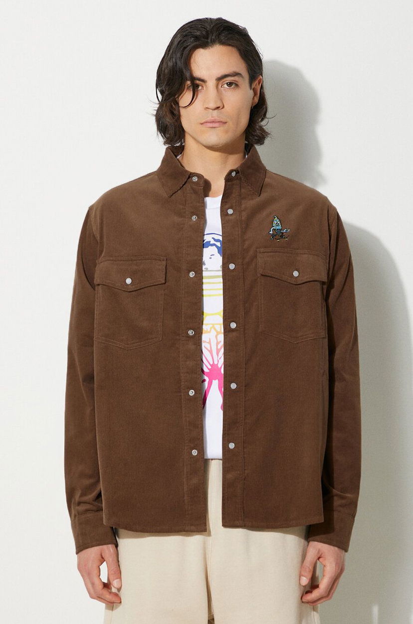 Paita BBC IceCream ICECREAM Needle Cord Shirt, Regular Fit Ruskea | IC24221