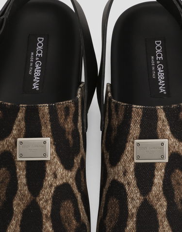 Tennarit ja kengät Dolce & Gabbana Dolce & Gabbana Canvas Leopard Print Mules with Back Strap Ruskea | A80465A6A87HY13M, 3