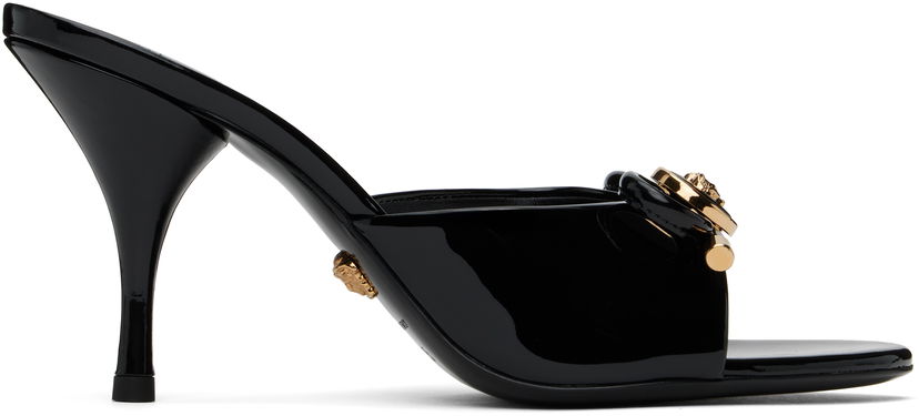 Kengänhoito Versace Versace Opera Bow Patent Heeled Sandals Musta | 1018239_D2VE_1B00V