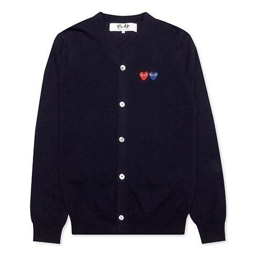 Villapaita Comme des Garçons Play Double Emblem Cardigan Sininen | AZ-N058-051-2