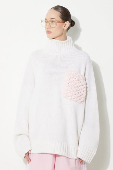 Villapaita JW Anderson Turtleneck Jumper With Textured Patch Pocket Valkoinen | KW1150.YN0144.001, 0