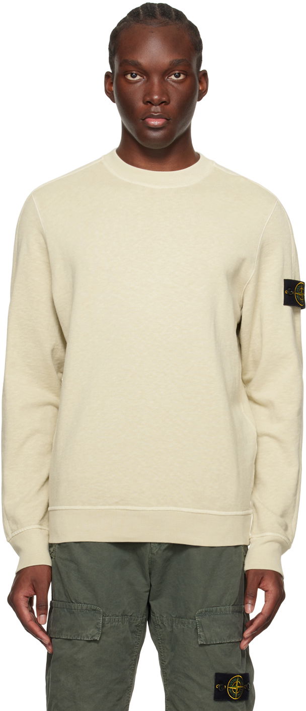 Huppari Stone Island Patch Sweatshirt Beige | 801566060