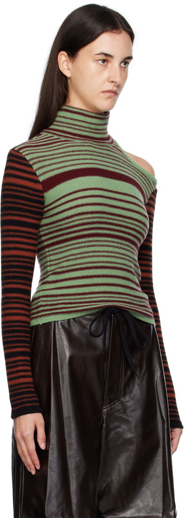 Villapaita Andersson Bell Andersson Bell Elodie Multi Stripe Cut-Out Turtleneck Vihreä | atb1356w, 1