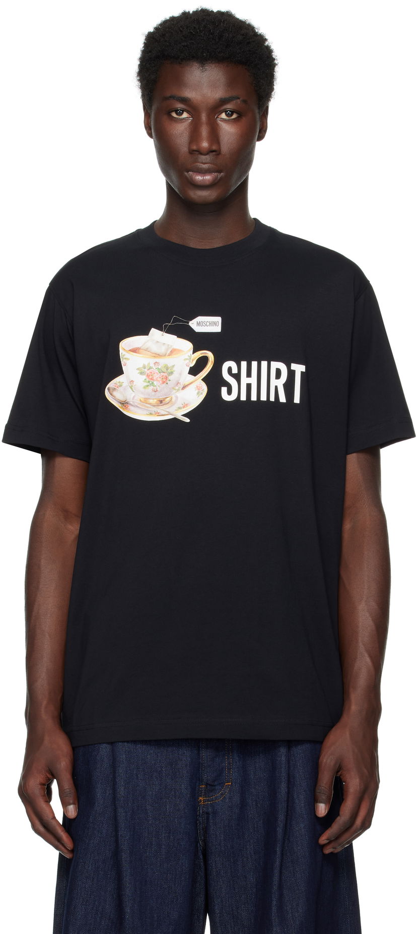 T-paita Moschino Moschino Teacup Print Organic Cotton T-Shirt Musta | 252ZZ072852411555