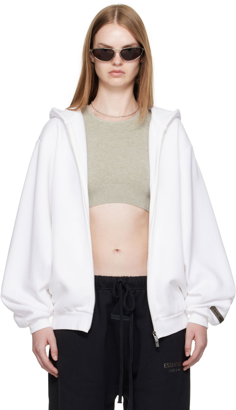 Huppari Fear of God ESSENTIALS 90s Fleece Zip-Up Hoodie Valkoinen | 192SP257444FW