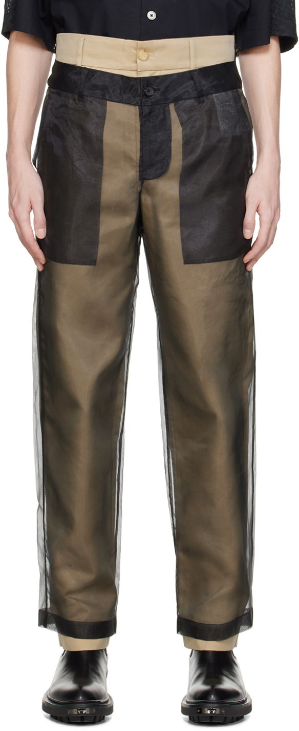 Housut Feng Chen Wang Feng Chen Wang Layered Trousers Ruskea | FUS17TR08