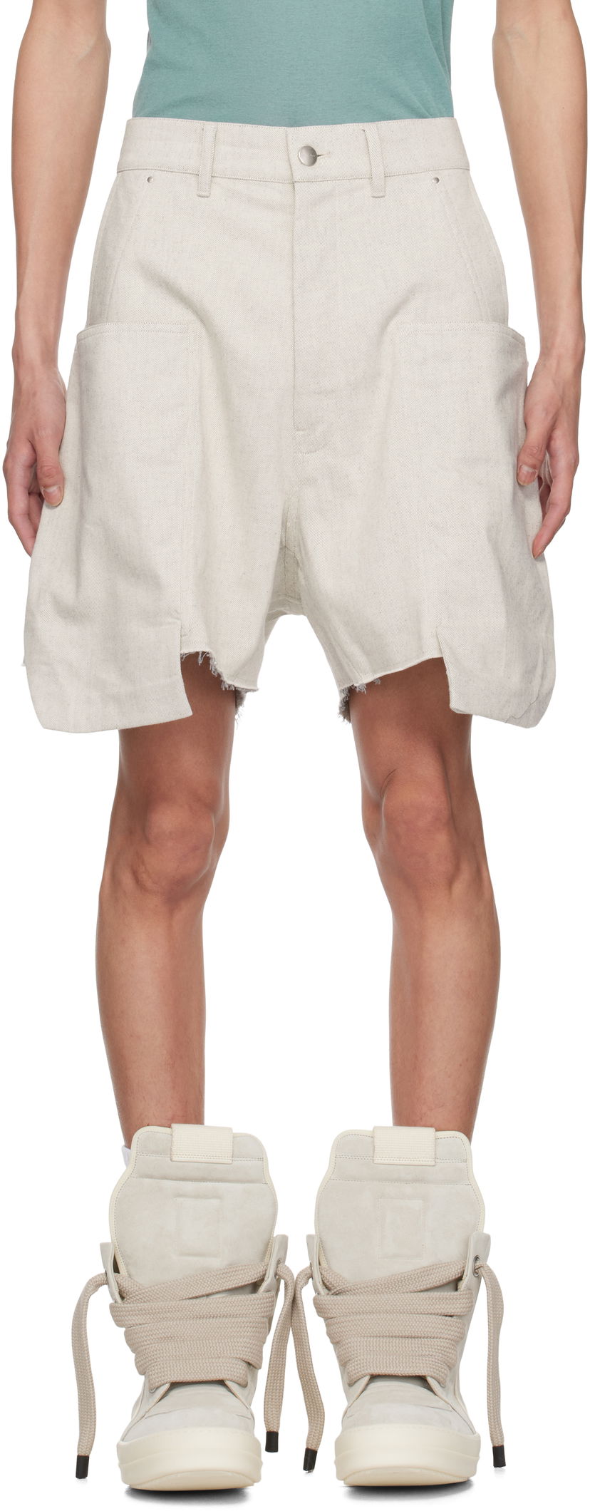 Shortsit Rick Owens Rick Owens Hollywood Stefan Cargo Shorts Beige | RU01E5382 DRD