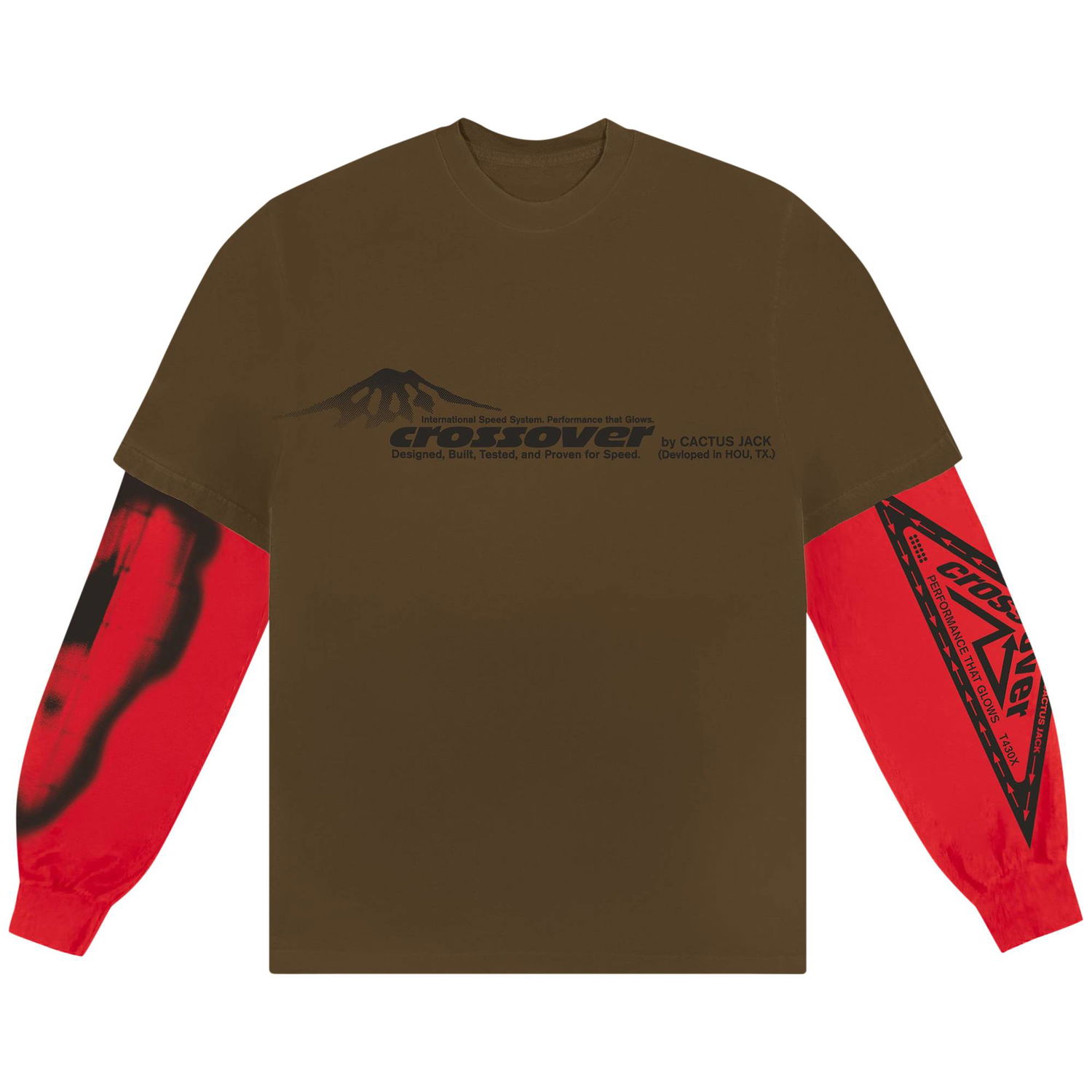 T-paita Cactus Jack by Travis Scott Crossover Long-Sleeve Ruskea | CJJ6 CL19 BROW, 1