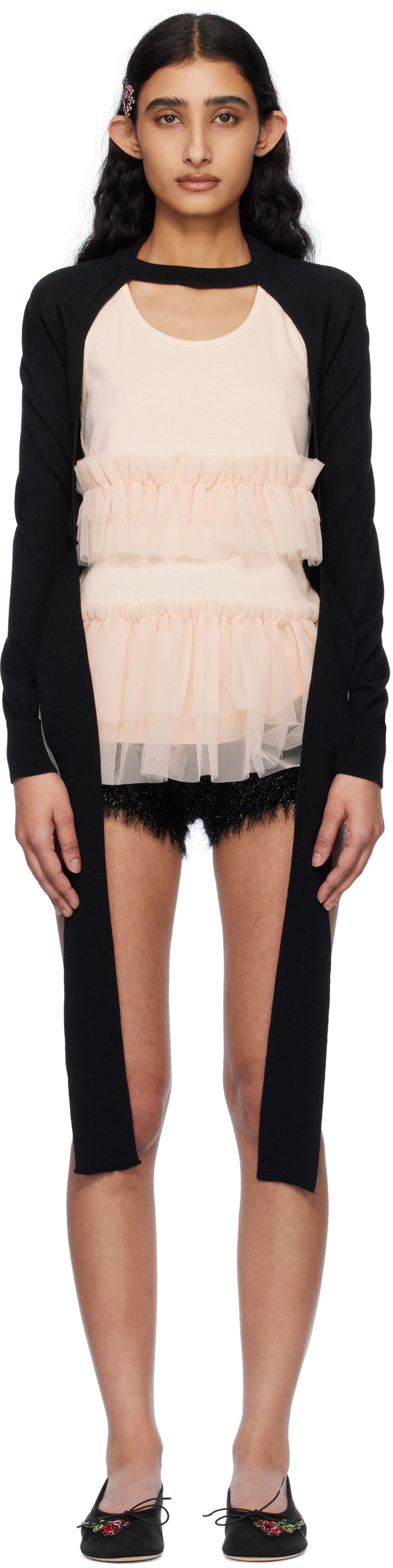 Villapaita Simone Rocha Simone Rocha Cropped Cut-Out Cardigan Musta | KMK20 0647