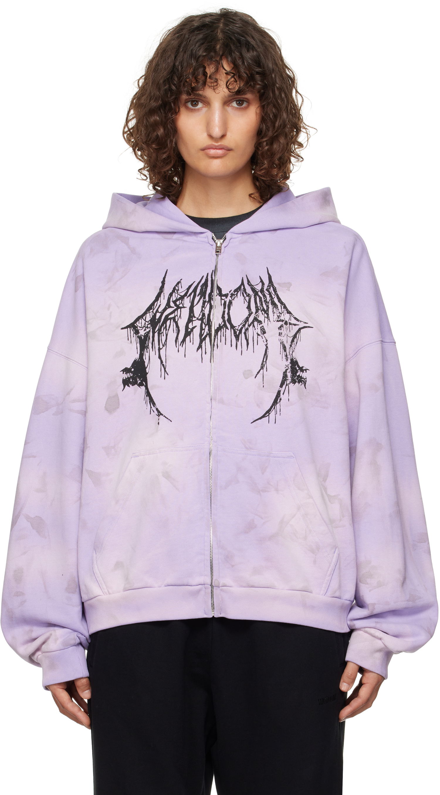 Huppari We11done Graphic Print Zip-Up Hoodie Violetti | WD-TJ3-24-878-U-PP, 0