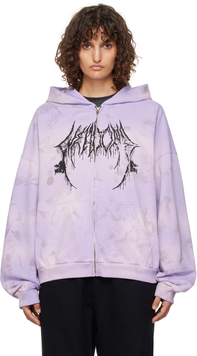 Huppari We11done Graphic Print Zip-Up Hoodie Violetti | WD-TJ3-24-878-U-PP