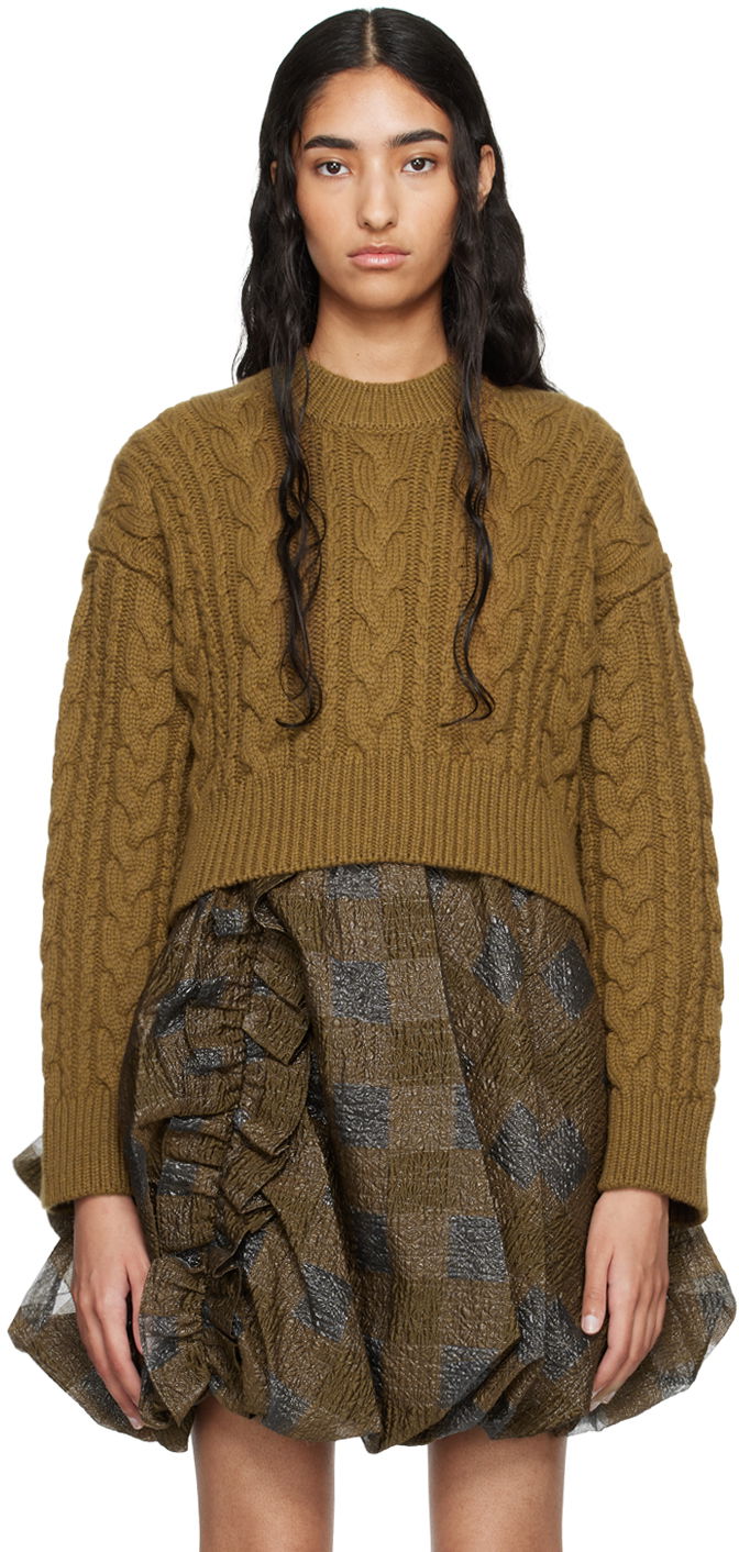 Villapaita Cecilie Bahnsen Vibeke Cropped Cable Knit Sweater Vihreä | 2.24KNI51004 VIBEKE JUMPER