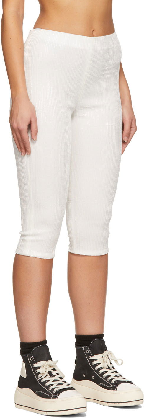 Shortsit We11done We11done Sequin Cycling Shorts Valkoinen | WD-PT1-22-295-W-WH, 1