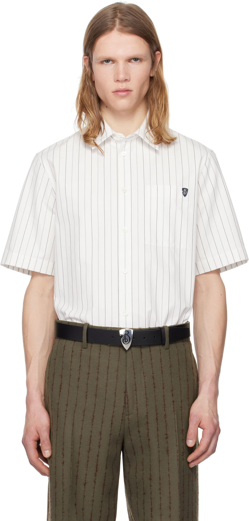 Paita Burberry Burberry Pinstripe Short Sleeve Shirt Valkoinen | 8102569