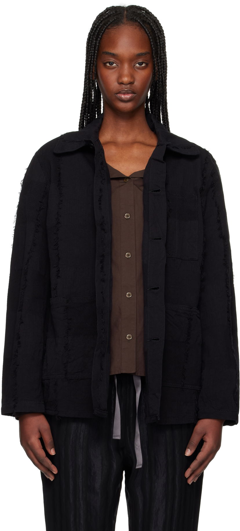 Takki Needles Needles Coverall Ripstop Cut Jacquard Jacket Musta | QV188