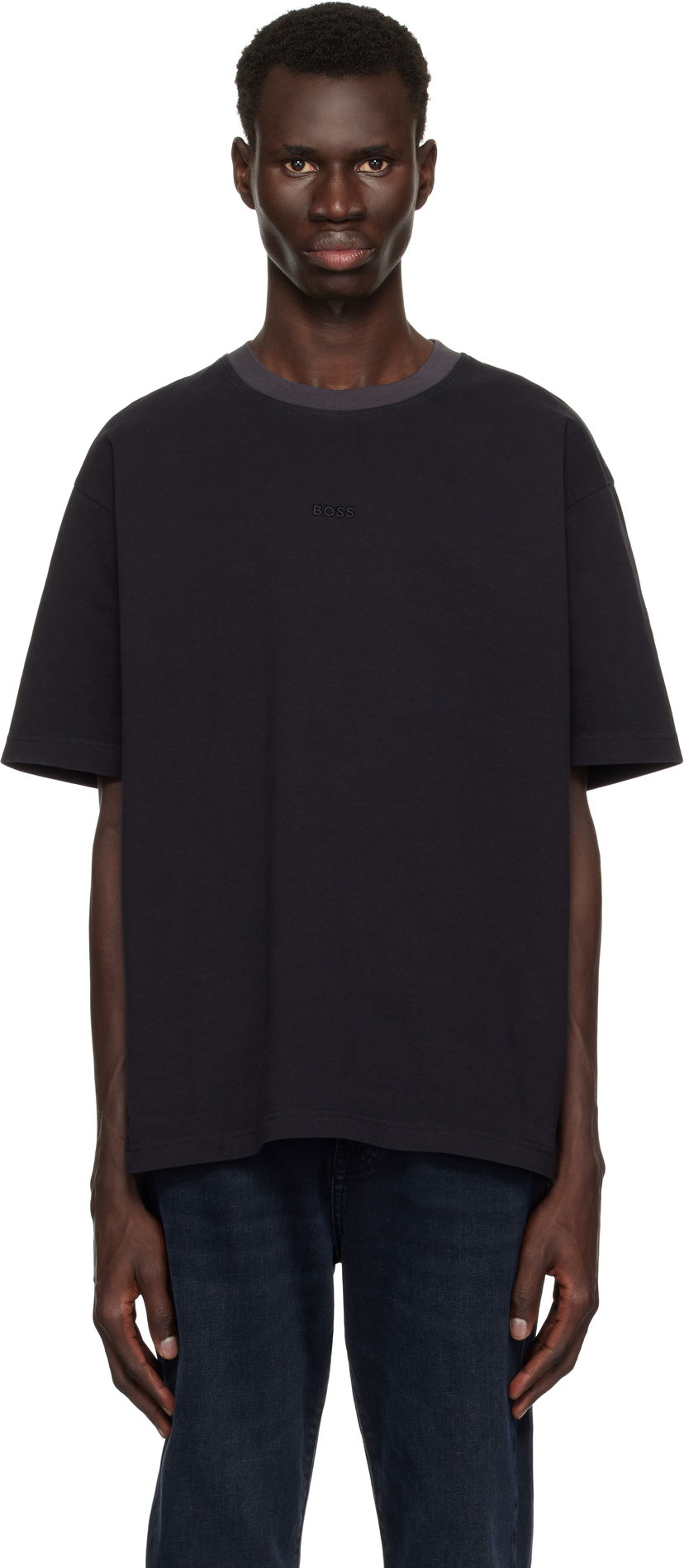 T-paita BOSS BOSS Embroidered Logo Tee Musta | 50531281
