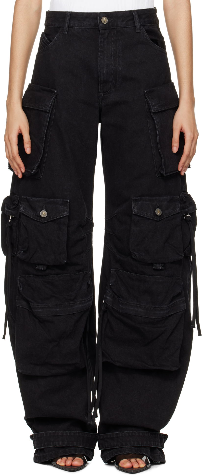 Cargo housut The Attico Attico Fern Cargo Denim Jeans Musta | 250WCP00084 DDD066AA