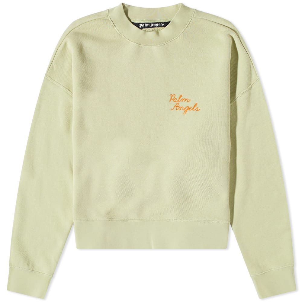 Villapaita Palm Angels Back Spray Palm Embroidered Logo Crewneck Vihreä | PMBA026F22FLE0085155, 0