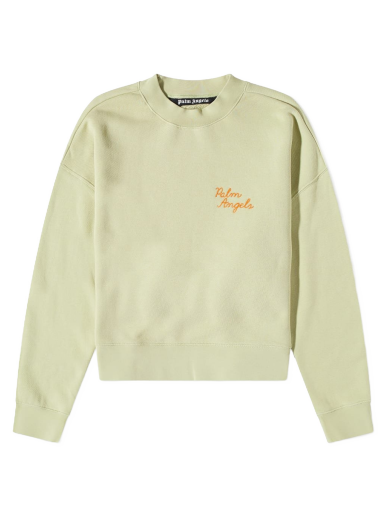 Villapaita Palm Angels Back Spray Palm Embroidered Logo Crewneck Vihreä | PMBA026F22FLE0085155