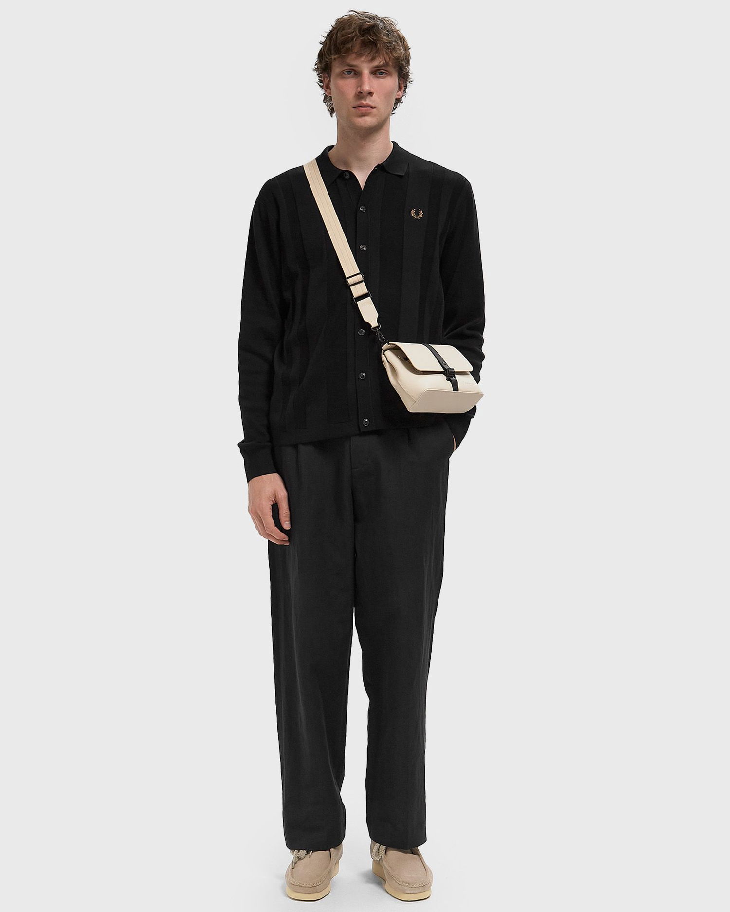 Paita Fred Perry Knitted Button-Through Shirt Musta | K9726-102, 1