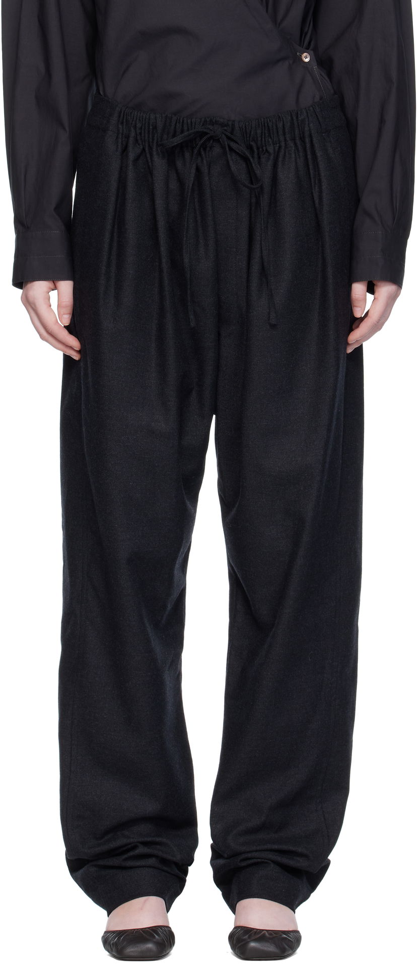 Housut LEMAIRE Drawstring Trousers Musta | PA1222 LF1158