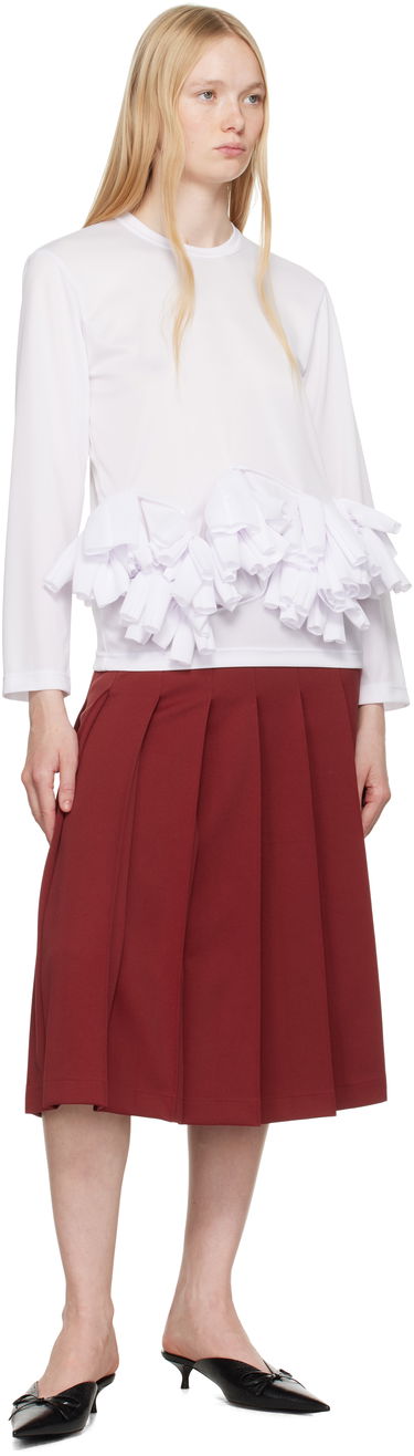 T-paita Comme des Garçons Comme des Garçons Ruffle Detail Long Sleeve T-Shirt Valkoinen | RO-T002-S25, 3