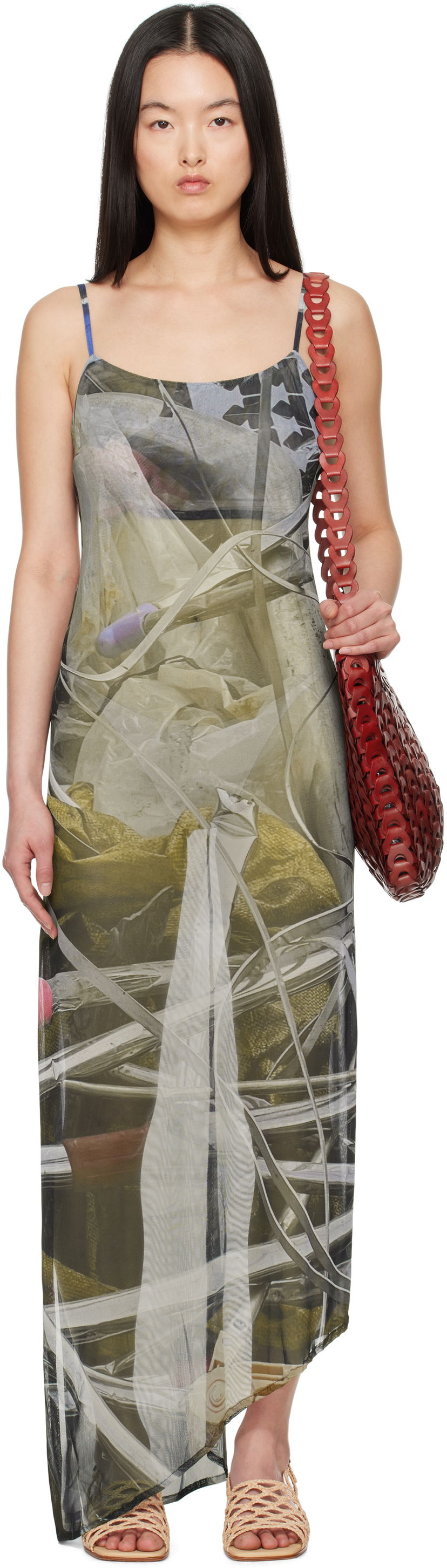 Mekko Serapis Serapis Scrap Yard Mesh Slip Maxi Dress Monivärinen | SS25_MD_2