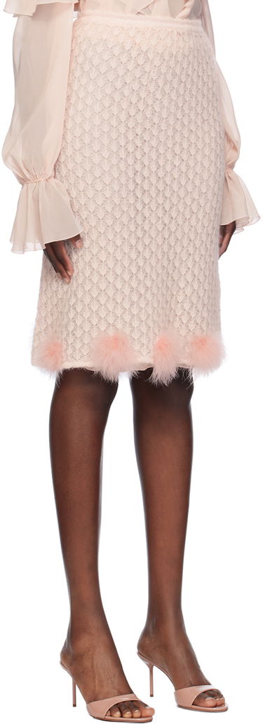 Hame Blumarine Feather Appliqué Midi Skirt Vaaleanpunainen | A444G034A, 1