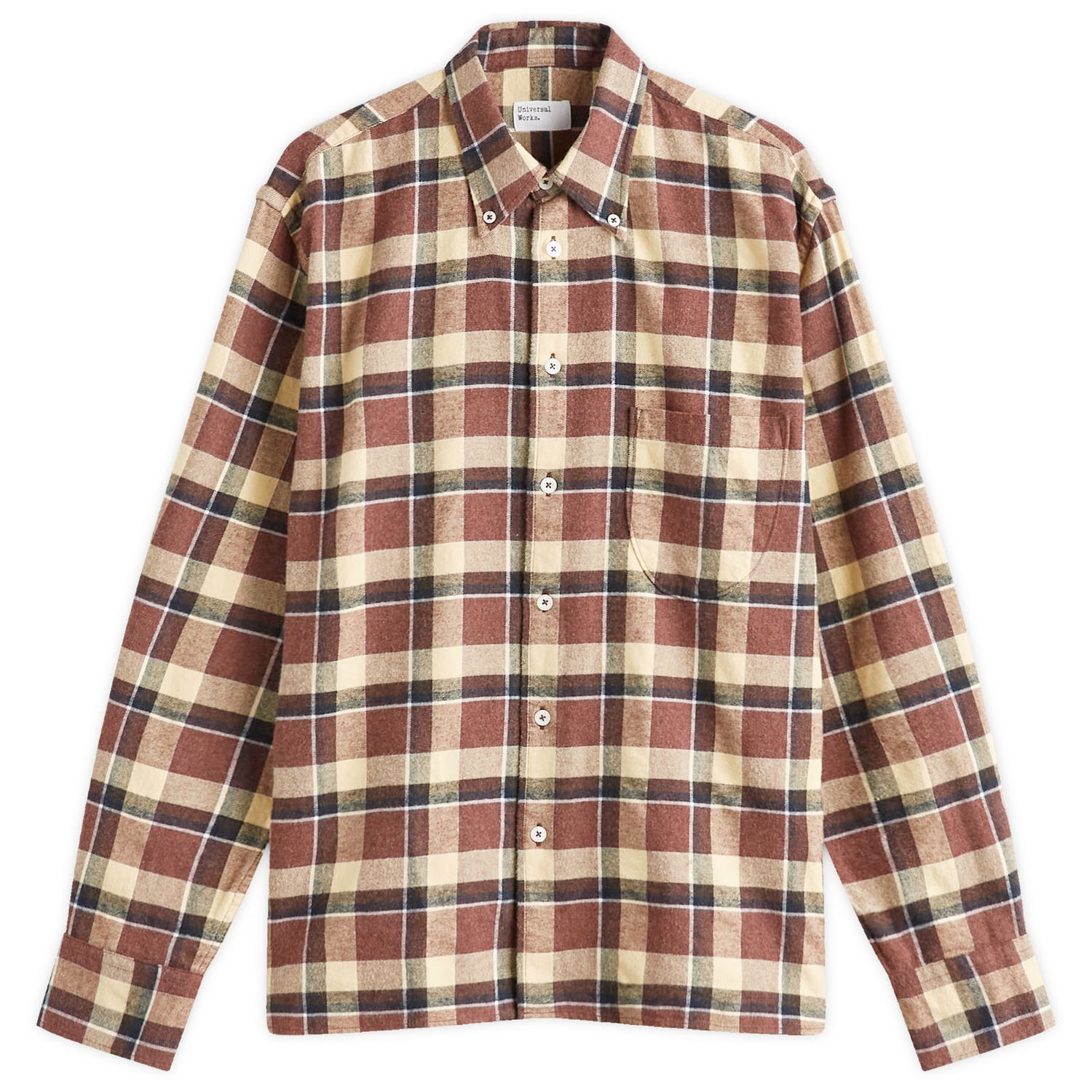 Paita Universal Works Universal Works Lazy Day Check Shirt, Large Ruskea | P31205-YRB, 1