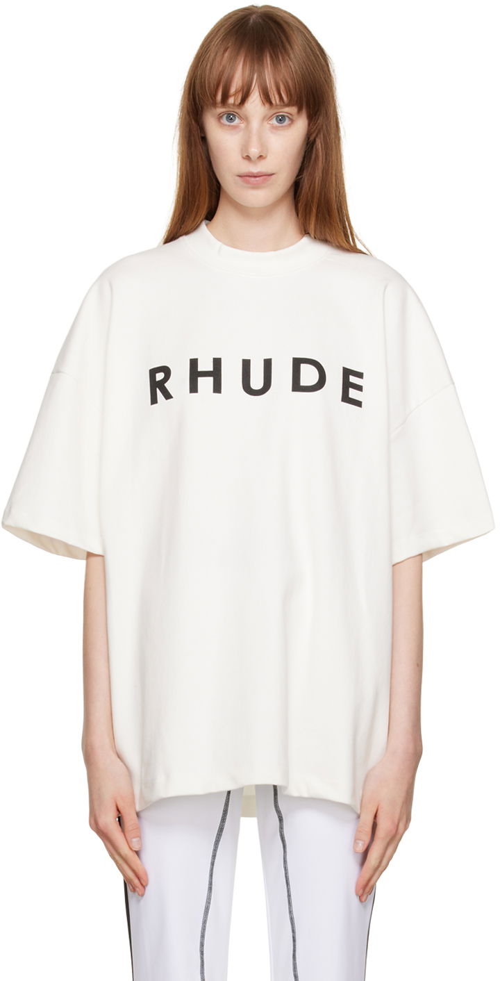T-paita Rhude Rhude Crewneck T-Shirt Valkoinen | RHFW22TT02660377
