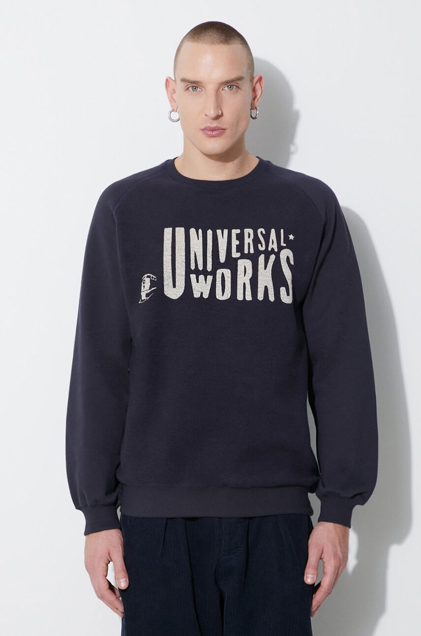 Huppari Universal Works Universal Works Mystery Train Print Sweatshirt Tummansininen | 29183