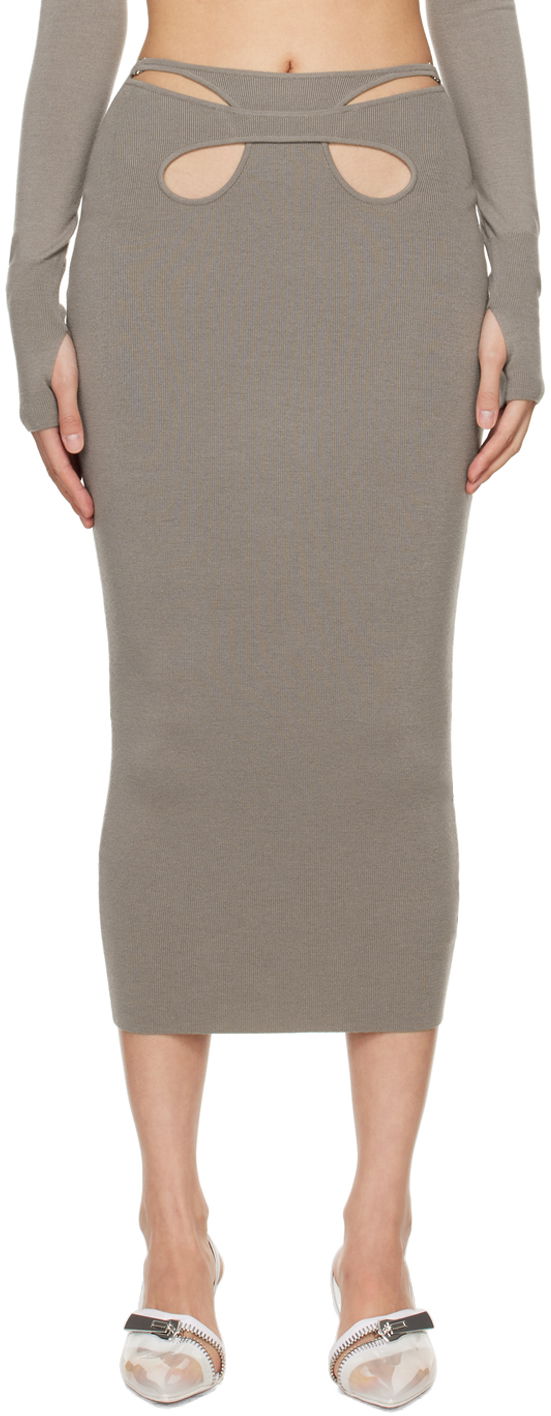 Hame Dion Lee Cutout Detail Knit Midi Skirt Harmaa | A7784PS24