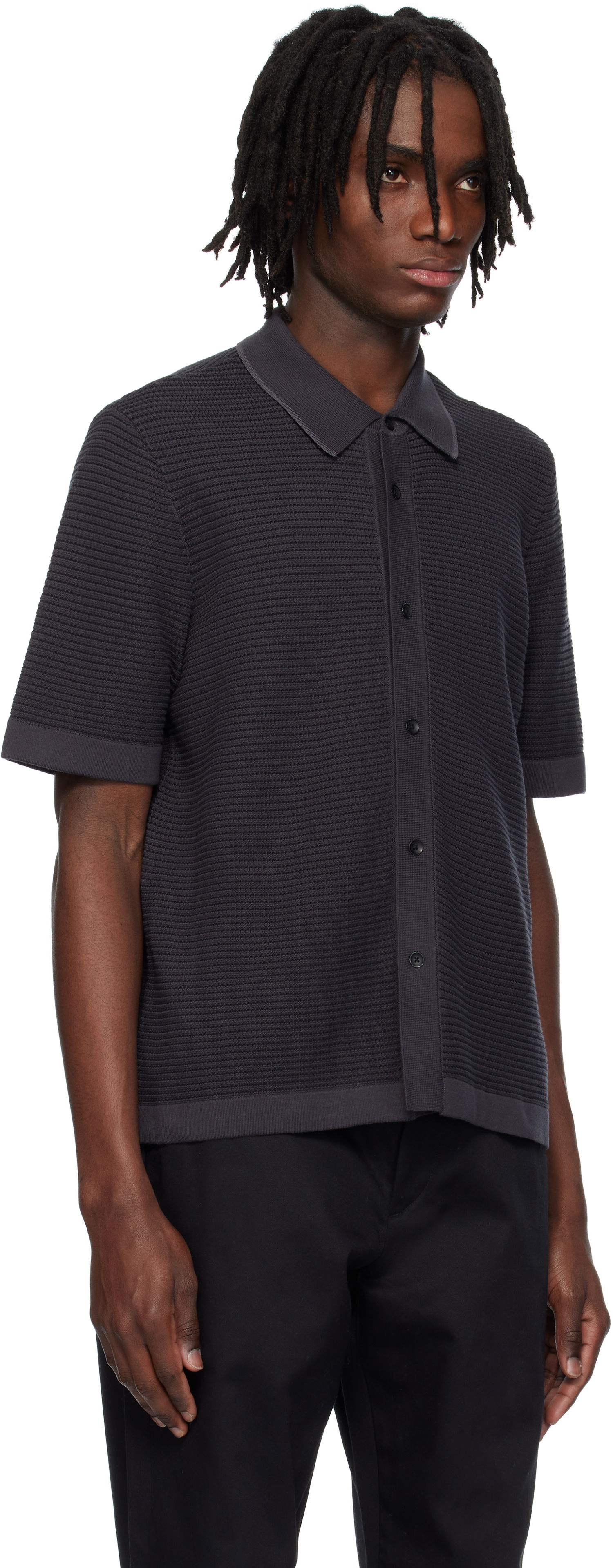 Poolopaita rag & bone Rag & Bone Harvey Striped Jacquard Knit Polo Musta | MBS25S025BC25, 1