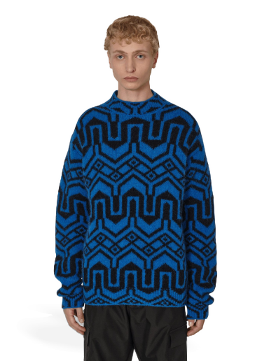 Villapaita Moncler Jacquard Mock Neck Sweater Tummansininen | H20979C00005 P79