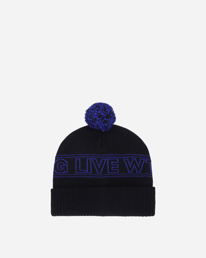 Pipo WTAPS Knit Pom-Pom Beanie with Intarsia Logo Musta | 242MADT-HT03 001