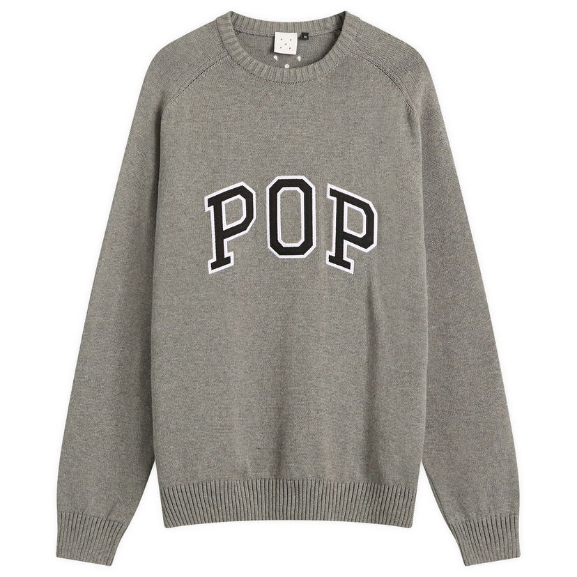 Villapaita Pop Trading Company Pop Trading Company Knitted Arch Logo Crew Sweater Harmaa | POPSS25-06-003