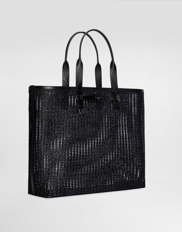 Kangaskassi Dolce & Gabbana Dolce & Gabbana Woven Mesh and Calfskin Shopper Musta | BM2453A9O948B956, 2