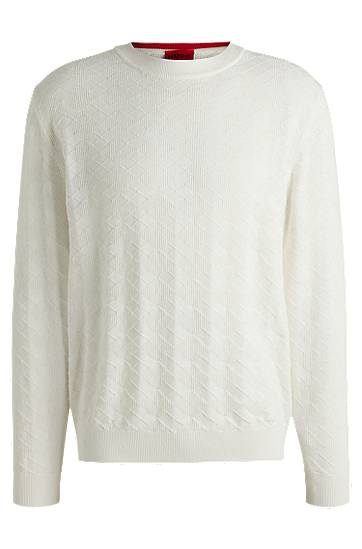 Villapaita BOSS Argyle Sweater Valkoinen | 50536694