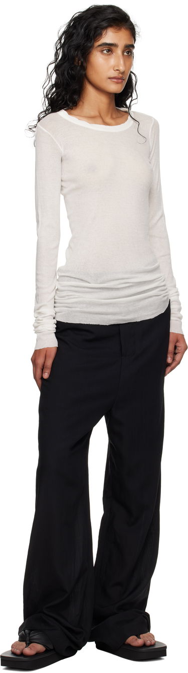 T-paita Rick Owens Rick Owens Concordians Mini Rib Long Sleeve T-Shirt Valkoinen | RP02E4202 MR, 3