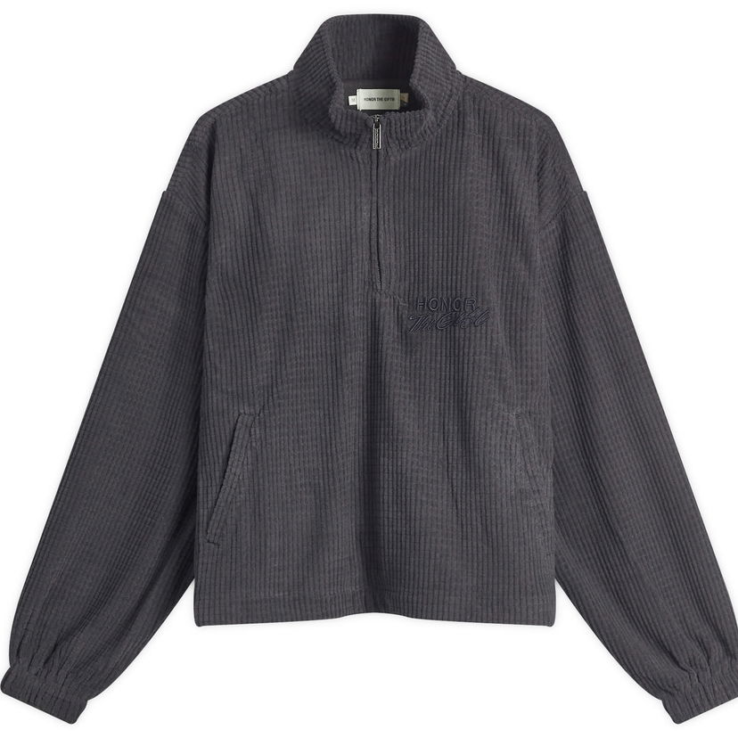 Villapaita Honor The Gift Honor The Gift Textured Knit Half Zip Sweatshirt Harmaa | HTG250162-BLK