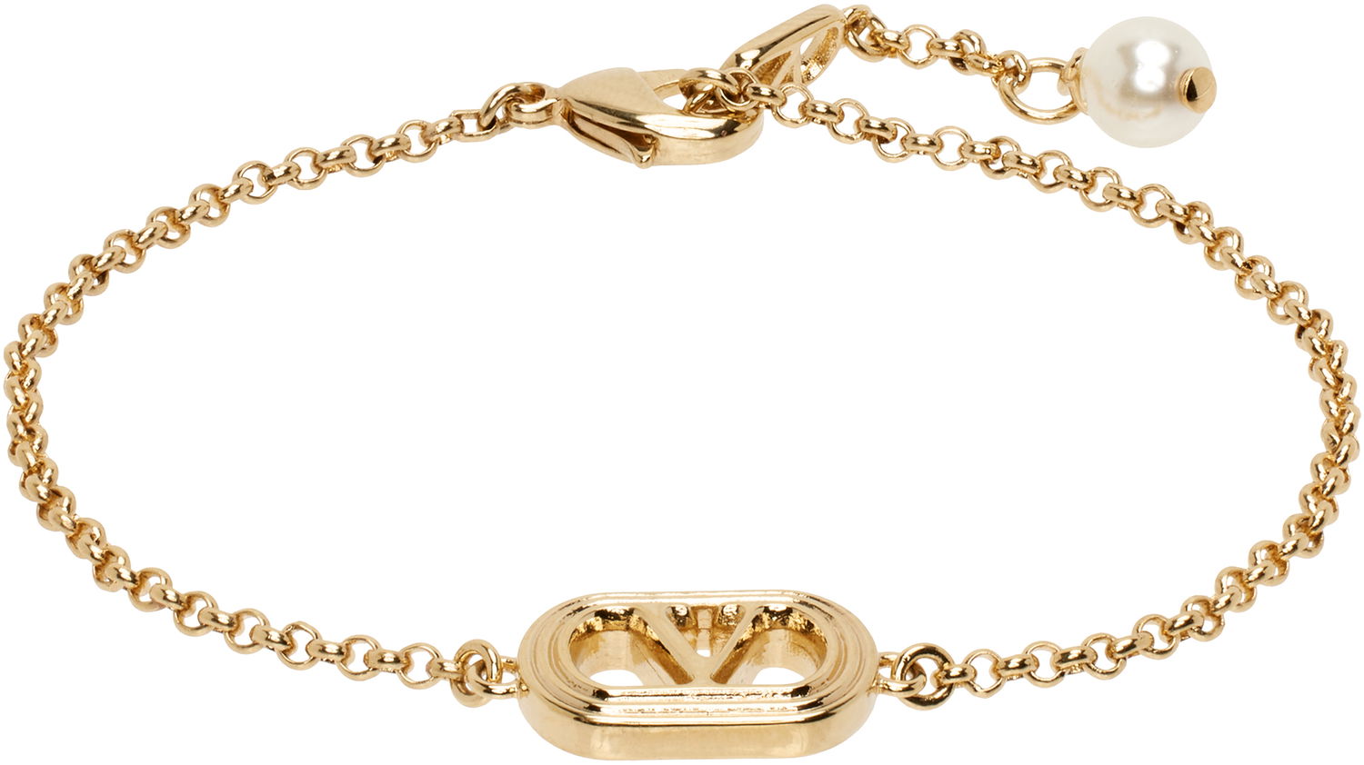 Rannerengas Valentino Valentino Garavani Oval Chain Bracelet with Pearl Metallinen | 6Y2J0S37UXM, 0
